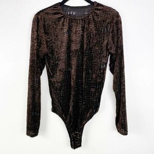 G Wheels Velvet Long Sleeve One Piece Bodysuit M